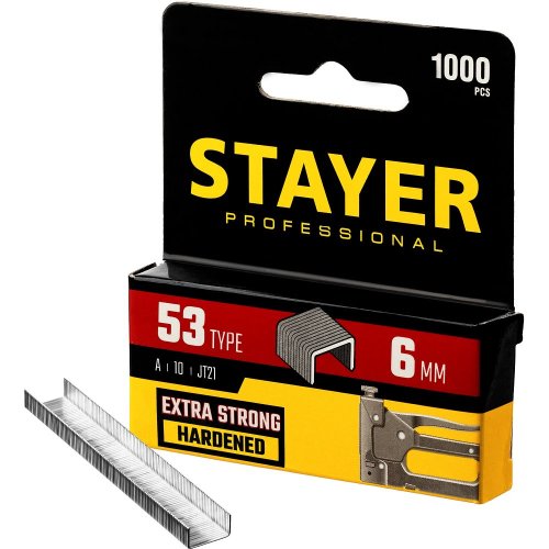 Скобы для степлера 6 мм Stayer узкие тип 53, 1000шт,  картинка